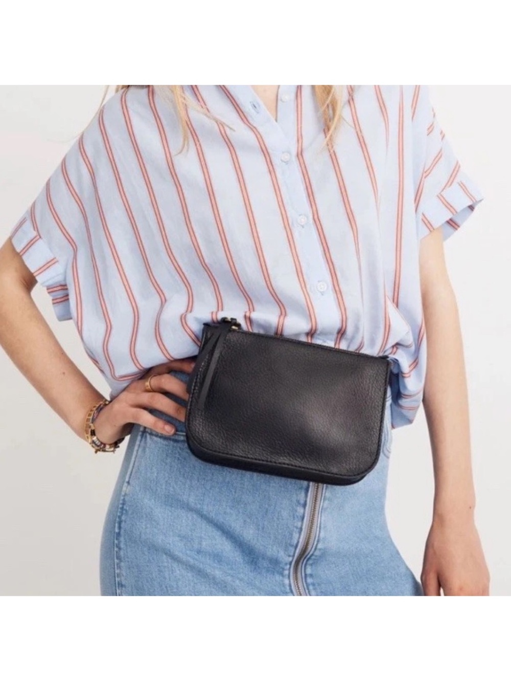 NWT Madewell Black Leather Belt Bag